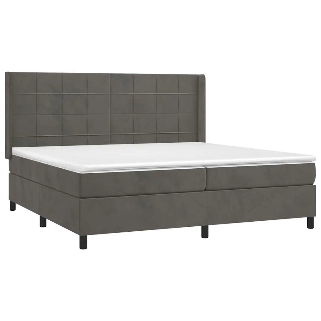 Giroletto a Molle con Materasso Grigio Scuro 200x200 cm Velluto 3132700