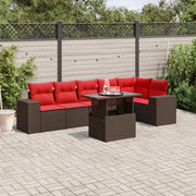 Set Divani da Giardino 7 pz con Cuscini Marrone in Polyrattan 3269184