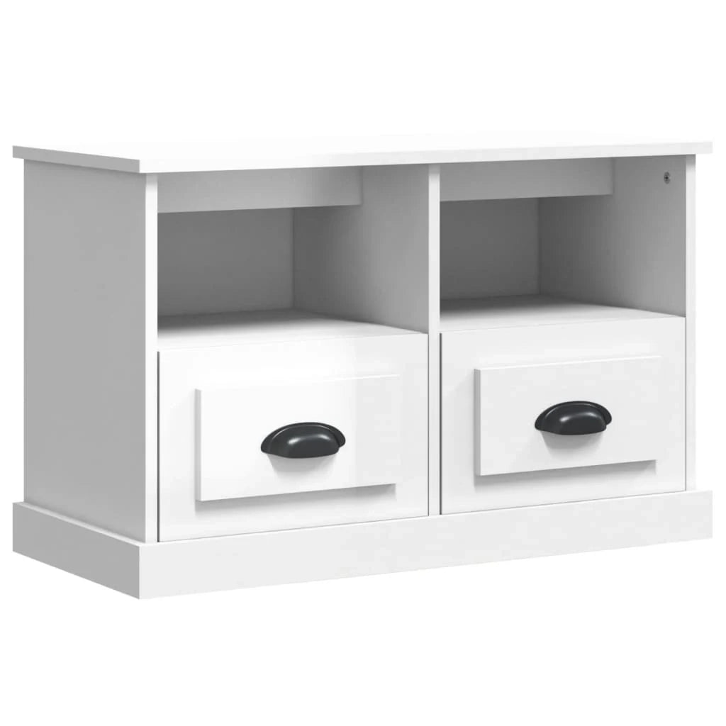 Mobile TV multimediale mensola TV mobile TV sala da pranzo soggiorno camera da letto finitura lucida 80 x 35 x 50 cm legno ingegnerizzato bianco 02_0027078