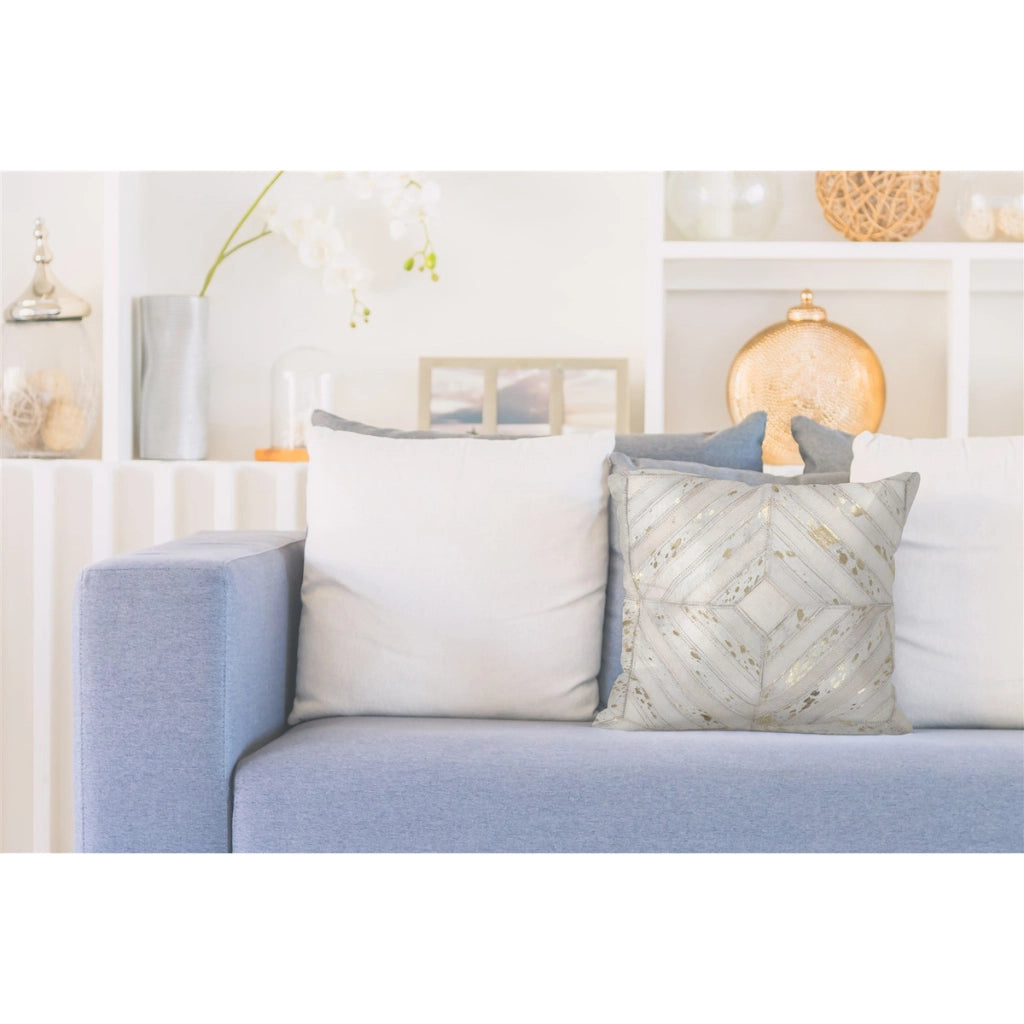 Cuscino decorativo Dazzle in pelle beige e oro