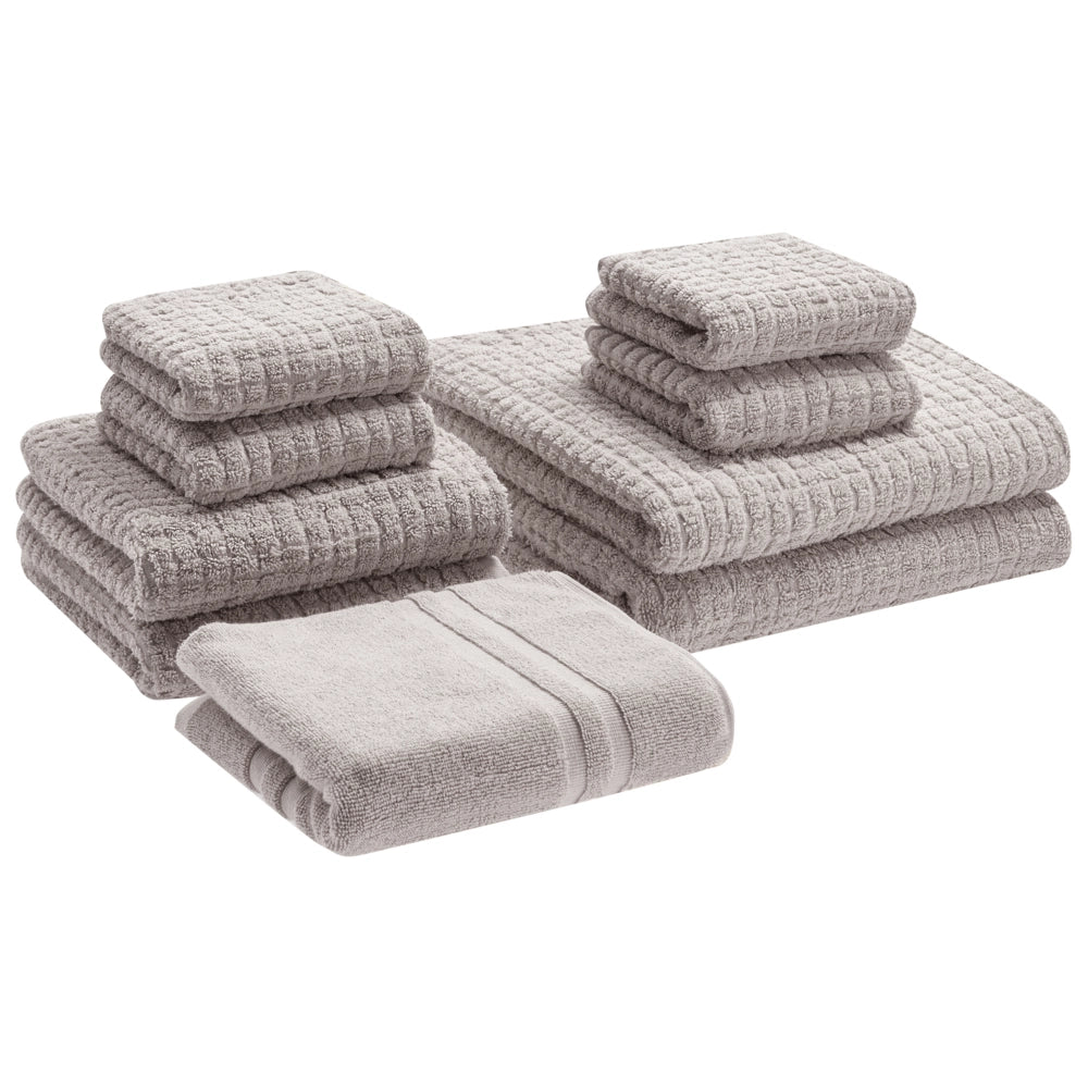 Set di 9 asciugamani Grigio Chiaro in cotone per ospiti Asciugamano da bagno e tappetino da bagno