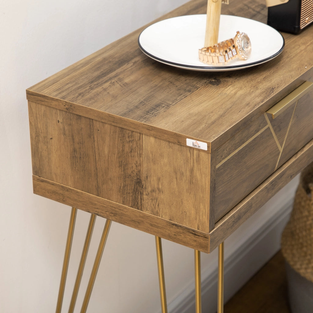 Consola Ingresso con 2 Cassetti e Ripiano Aperto ¨C zephmum ¨C Legno Bronzo 120x29x79 cm