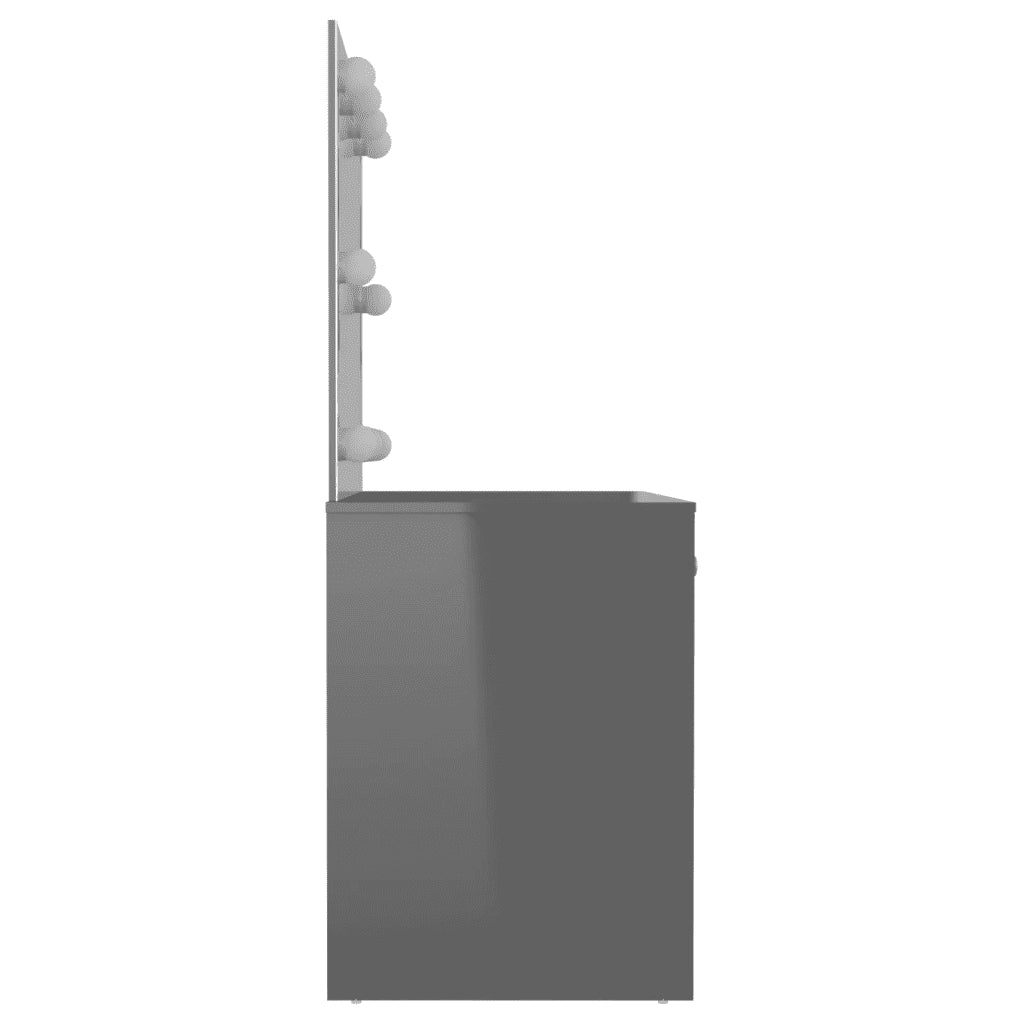 Toeletta con Luci LED 110x55x145 cm in MDF Grigio Lucido 331551