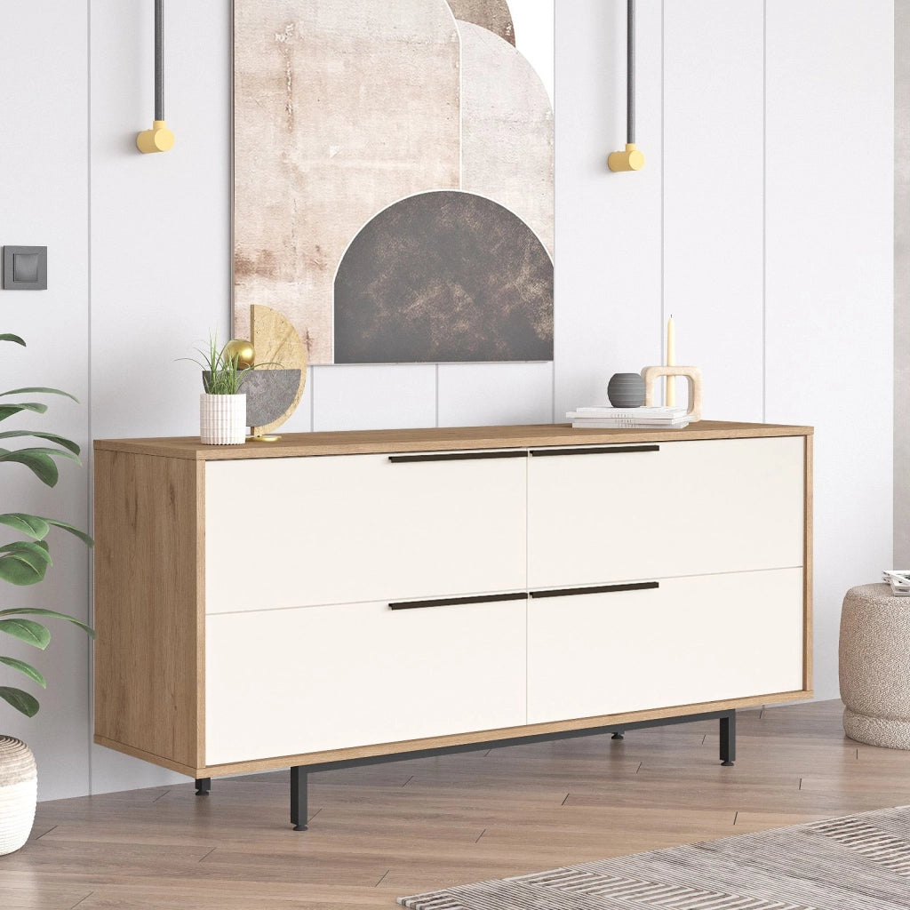 Credenza in legno "ON3-SW" - 160 x 44 x 74 cm - Bianco