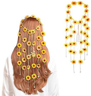 Fascia per Capelli a Fiori di Zinnia - Corona per Capelli Bohemien - Stile Moderno