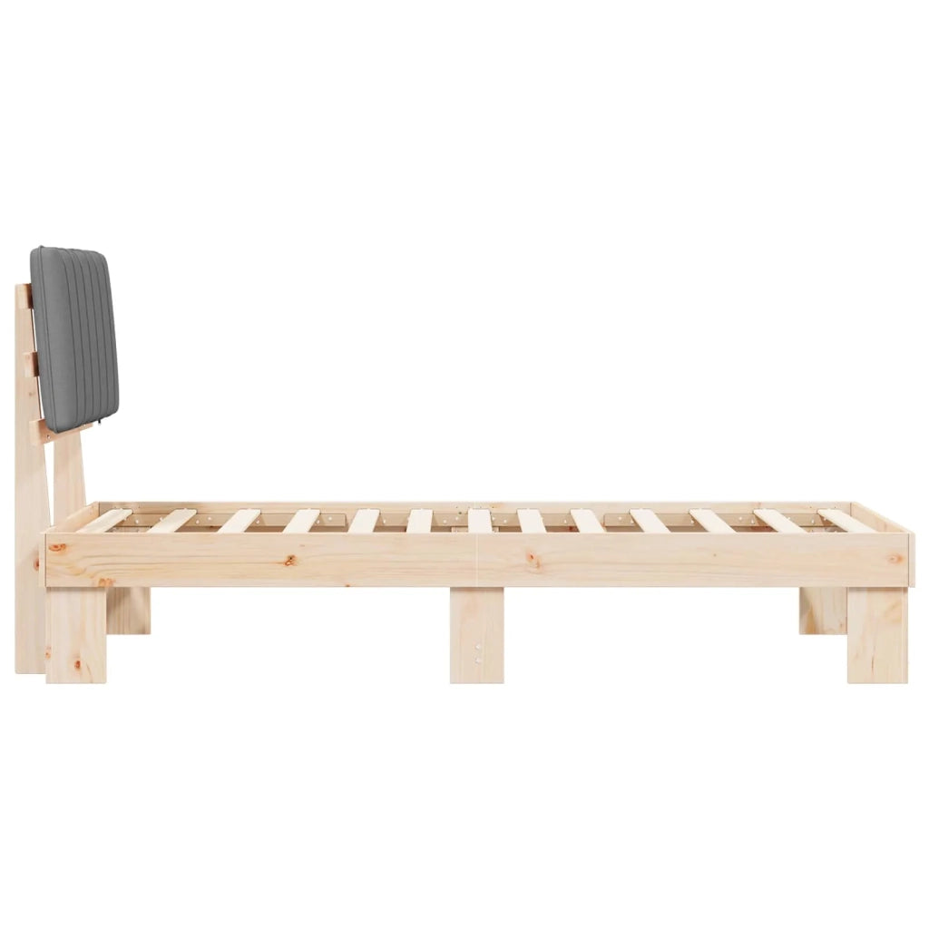 Letto con Testiera Rivestita Grigio chiaro 75 x 190 cm