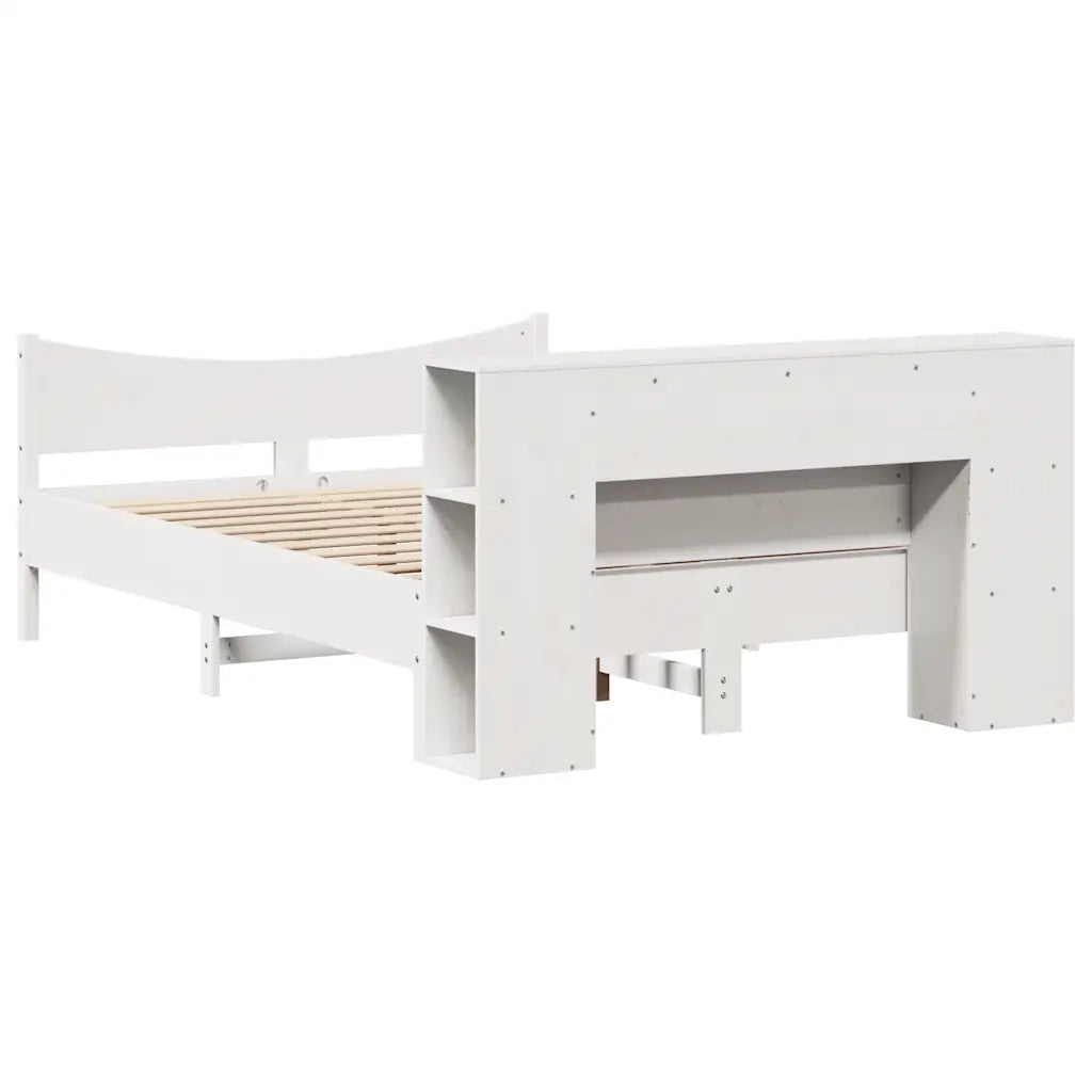 Giroletto senza Materasso-Struttura Letto Bianco 140x200 cm Legno Massello Pino 906545
