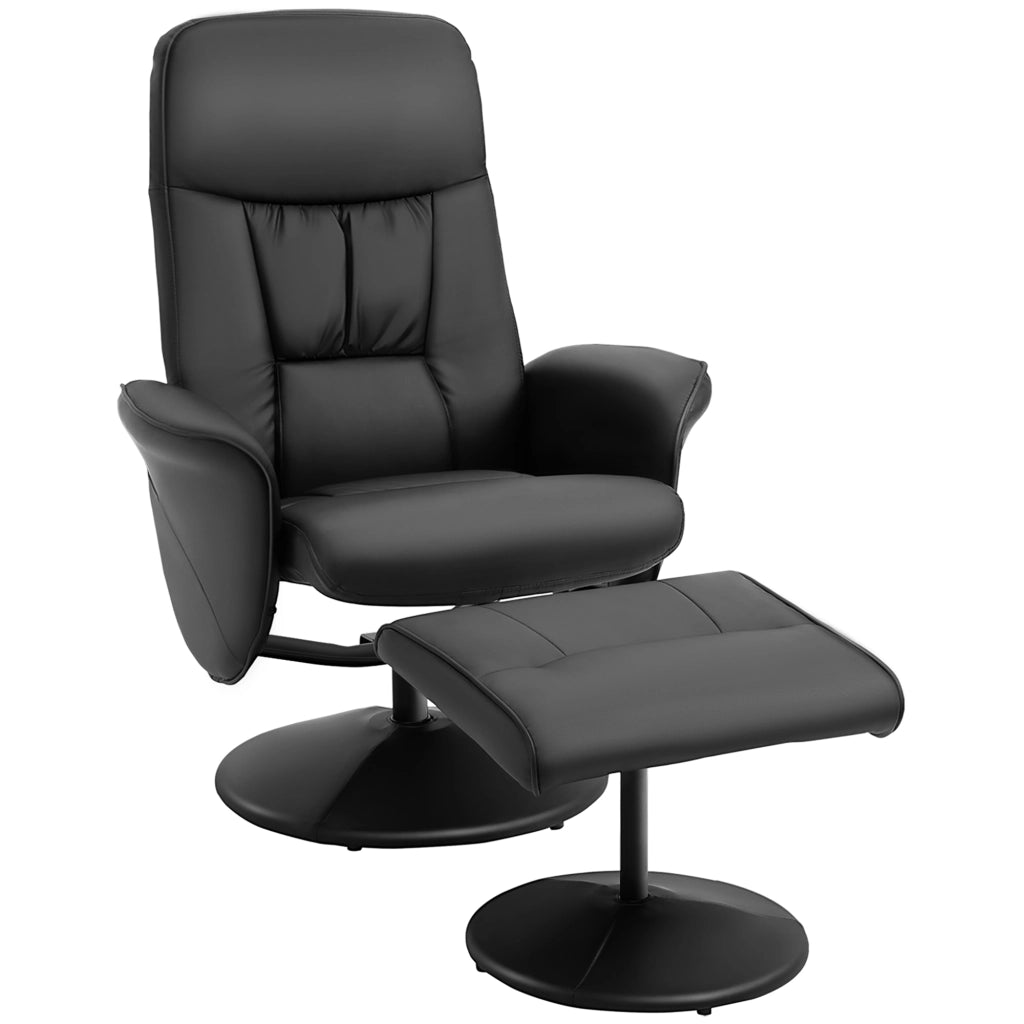 Poltrona Relax Girevole in Similpelle ¨C Zephmum ¨C Nero con Poggiapiedi e Schienale Regolabile
