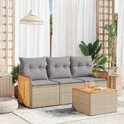 Set Divano da Giardino 4 pz con Cuscini Beige in Polyrattancod mxl 114369