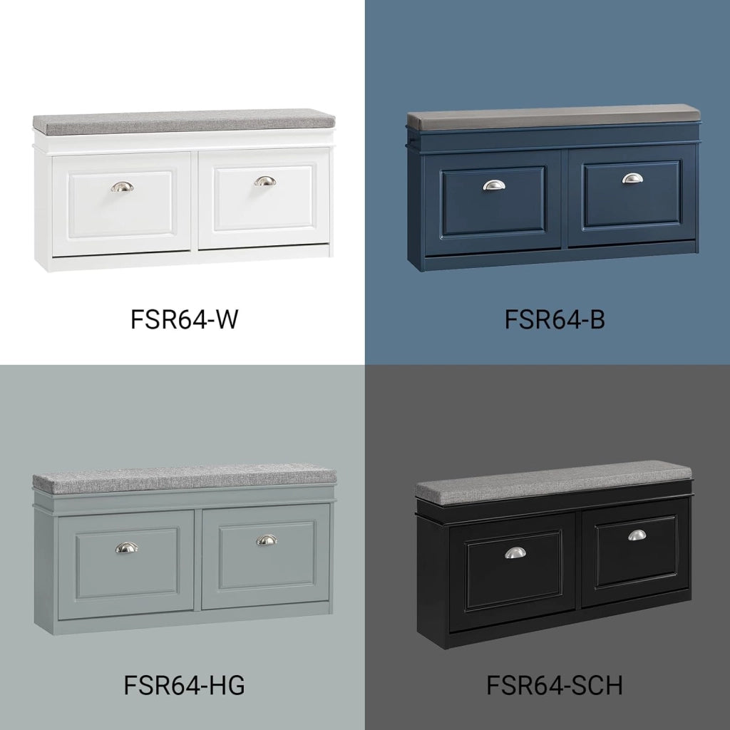 SoBuy Scarpiera Salvaspazio Slim da Ingresso Panca Contenitore con Cuscino, Cassapanca Scarpiera Regolabile per Casa, Camera, Corridoio, L104*P24*A52cm, Bianco, FSR64-W