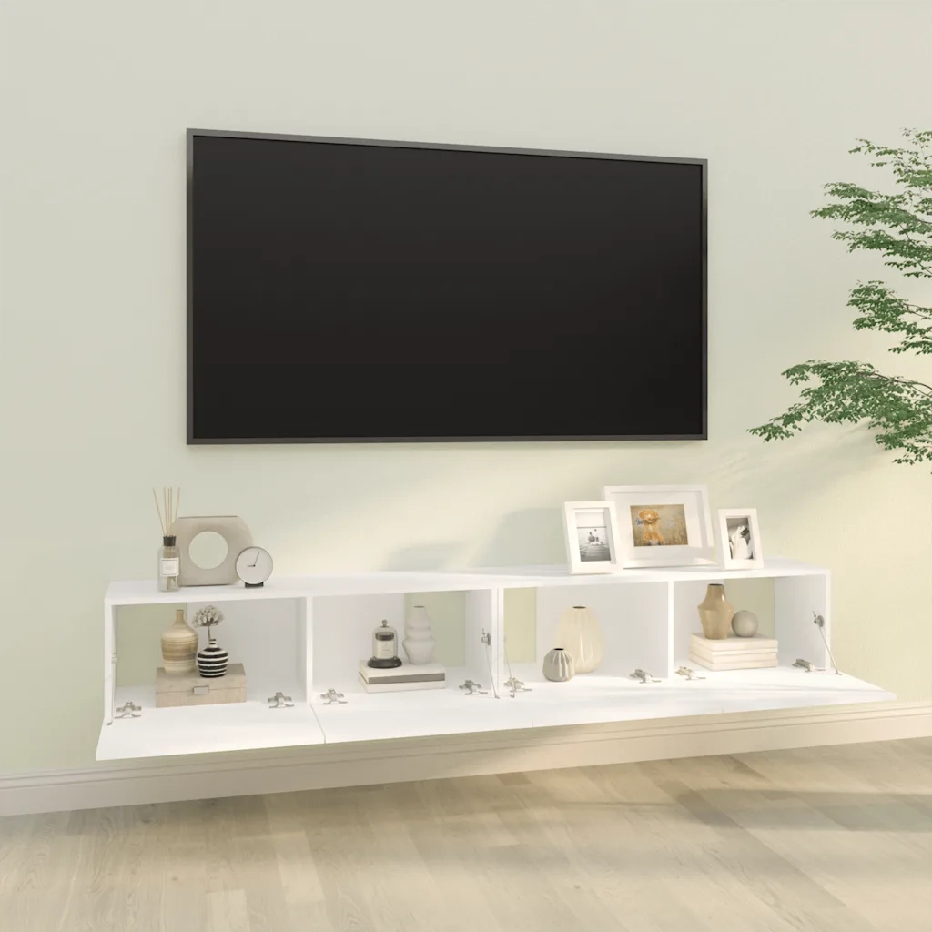 Mobili TV da Parete 2 pz-Set di 2 Credenza per TV Bianchi 100x30x30 cm Legno Multistrato