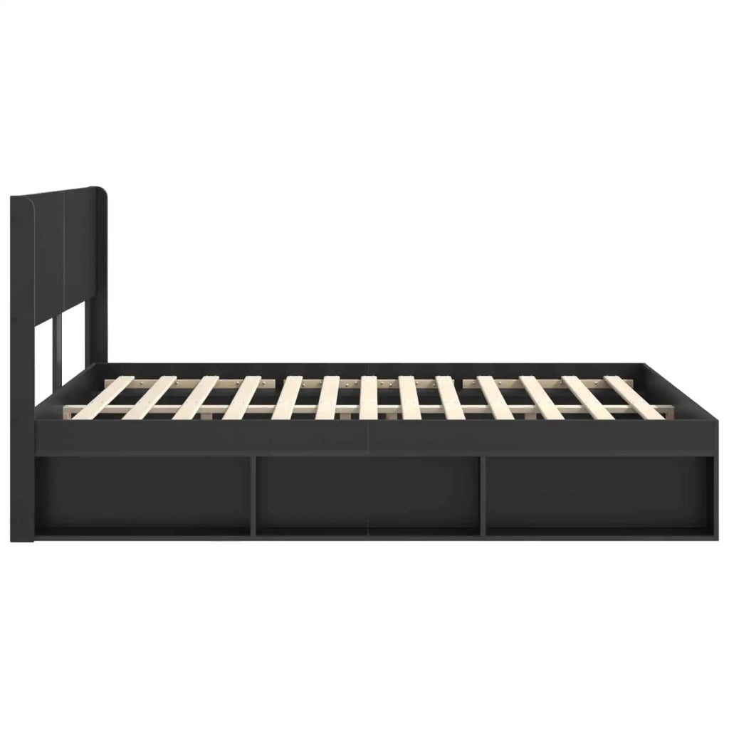 Struttura del letto con stoccaggio e testata Nero 140 x 200 cm