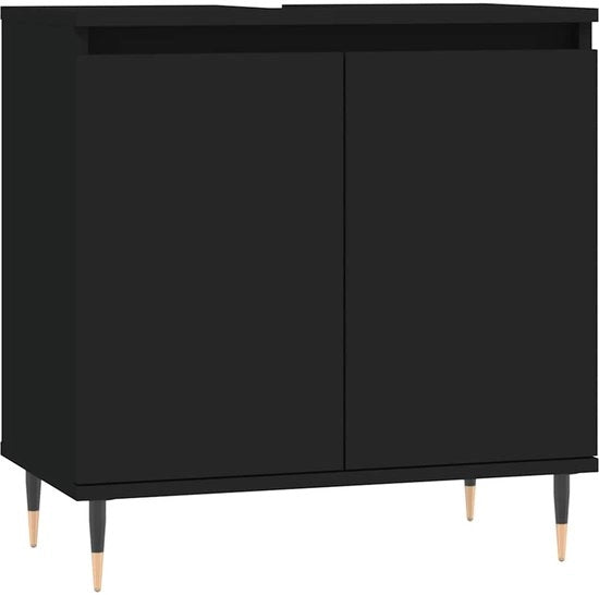 Cassettone da bagno - 58x33x60 cm - in legno lavorato - nero
