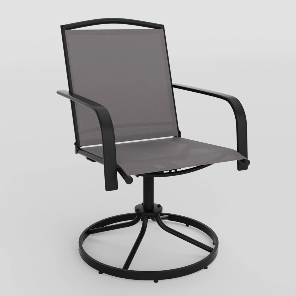 Set di 2 Sedie da Patio Girevoli, Poltrone a Dondolo in Rete a 360° con Schienale Alto e Base Rotonda in Metallo, Sedia a Dondolo Robuste per Giardino Balcone, Portata 150 kg (Marrone)