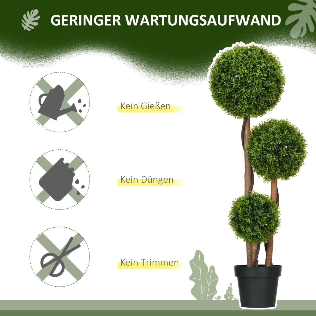 Buxus artificiale grande 110cm con 3 sfere ¨C zephmum ¨C verde UV resistente per giardino esterno