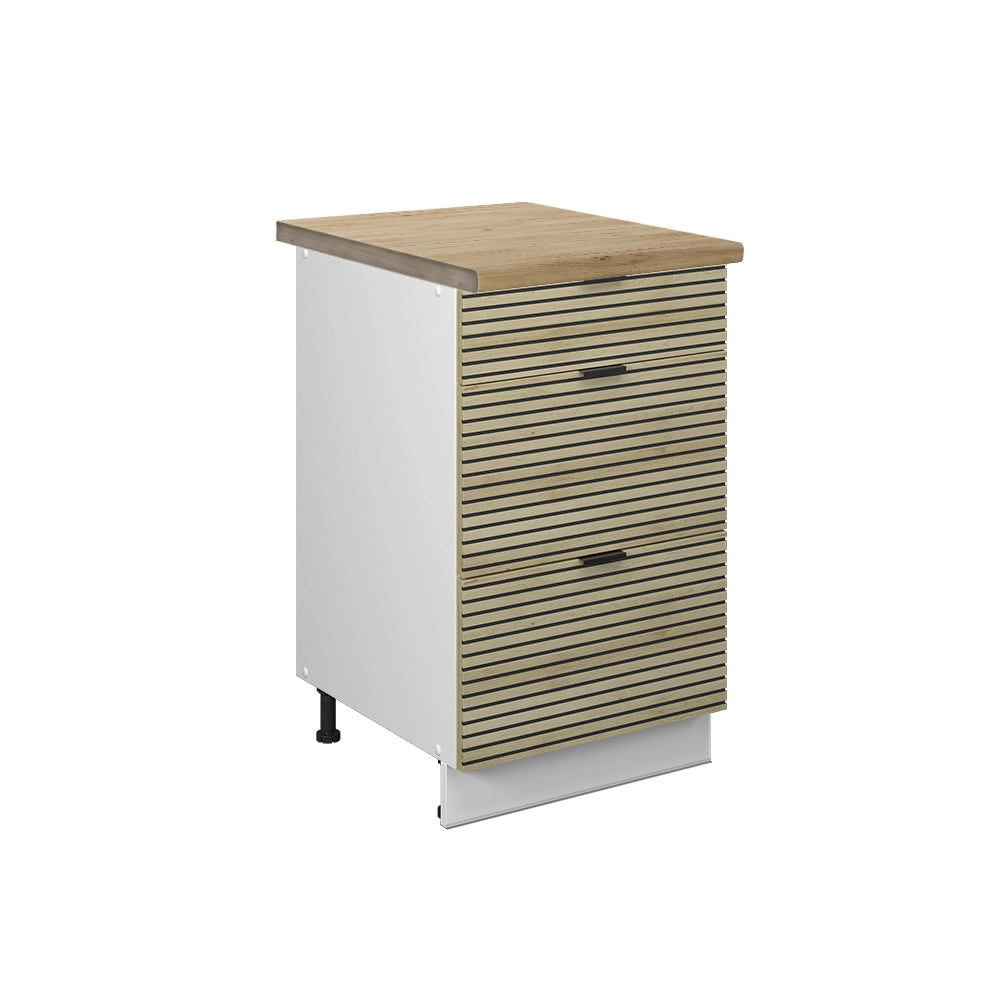 Mobiletto base per cucina Fame-Line Pannello in quercia/Bianco 50 cm, AP Goldkraft Vicco