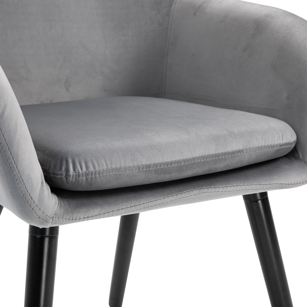 Set di 2 Sedie da Pranzo con Braccioli Imbottite in Velluto ¨C Zephmum ¨C Grigio 54x56x74cm