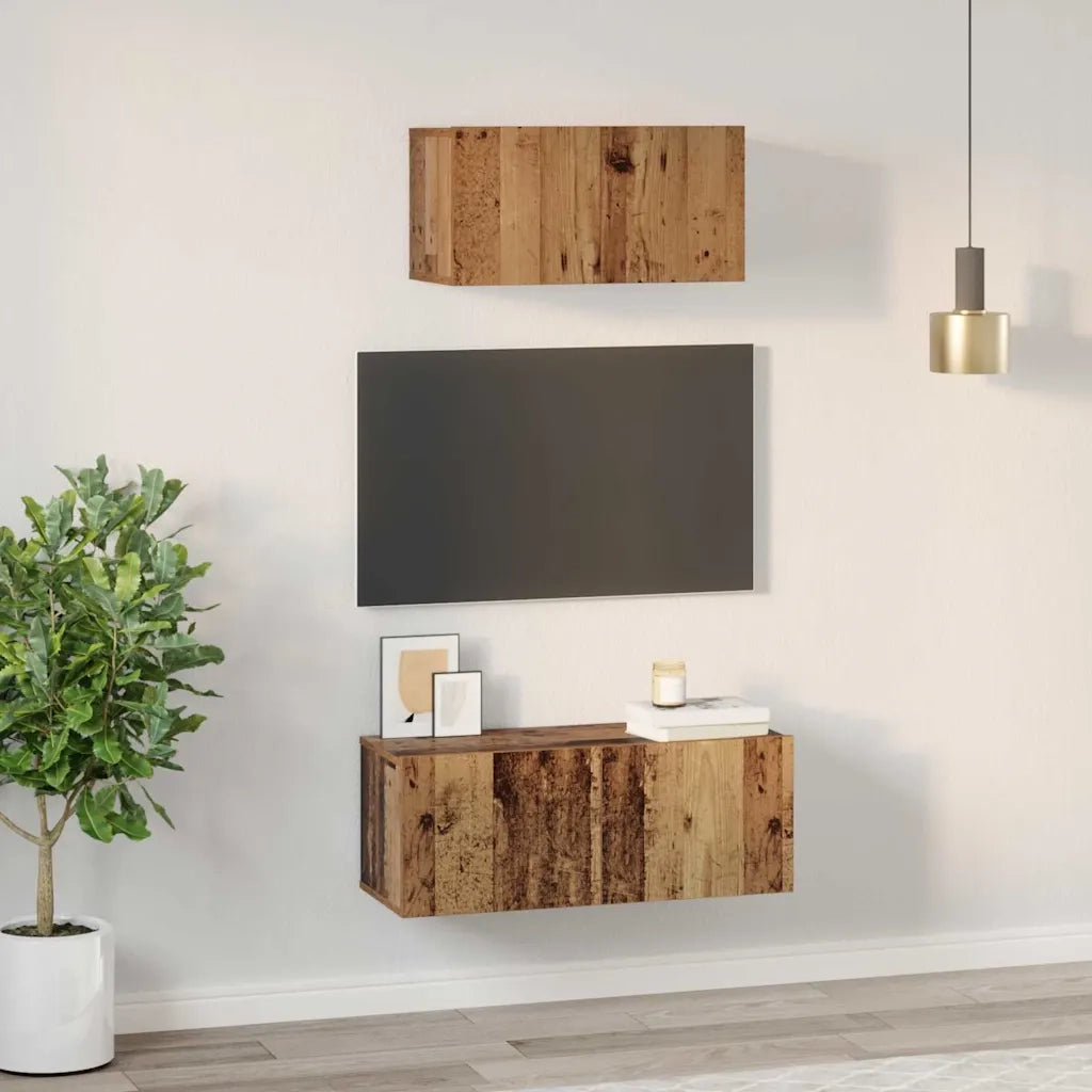 vidaXL Set mobile TV 2 pcs Legno vecchio 80 x 30 x 30 cm