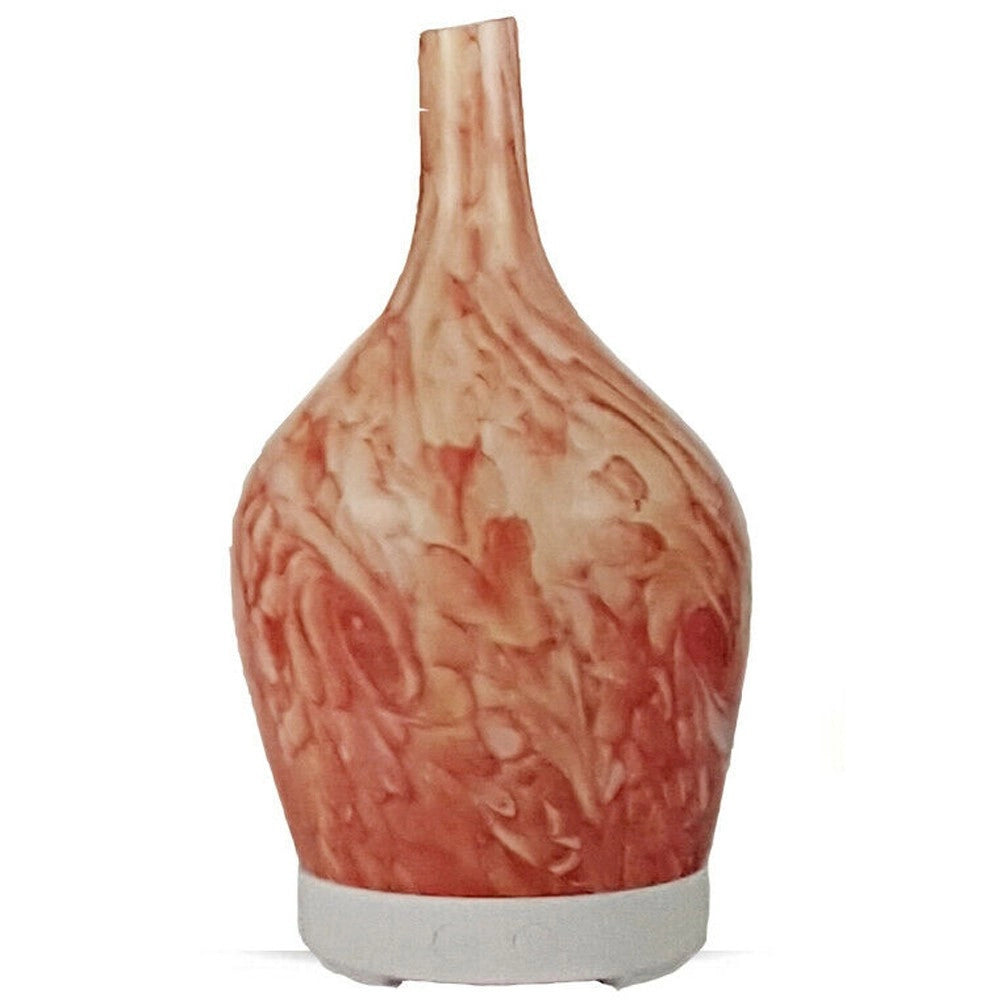 Trade Shop - Diffusore Oli Vetro Cromoterapia Aromaterapia Umidificatore Bianco Rosso 04 Led -