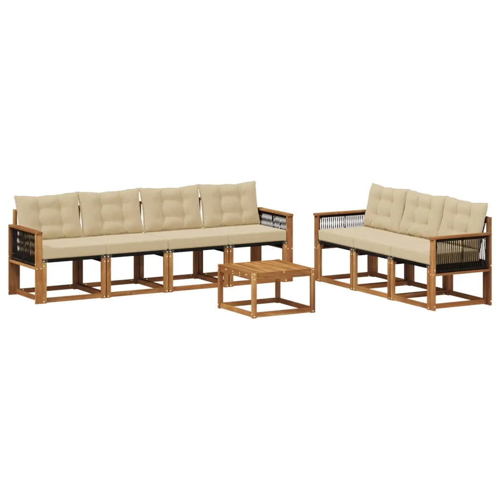 Set di divani da esterno con cuscino 8 pcs Naturale e Beige 3381825