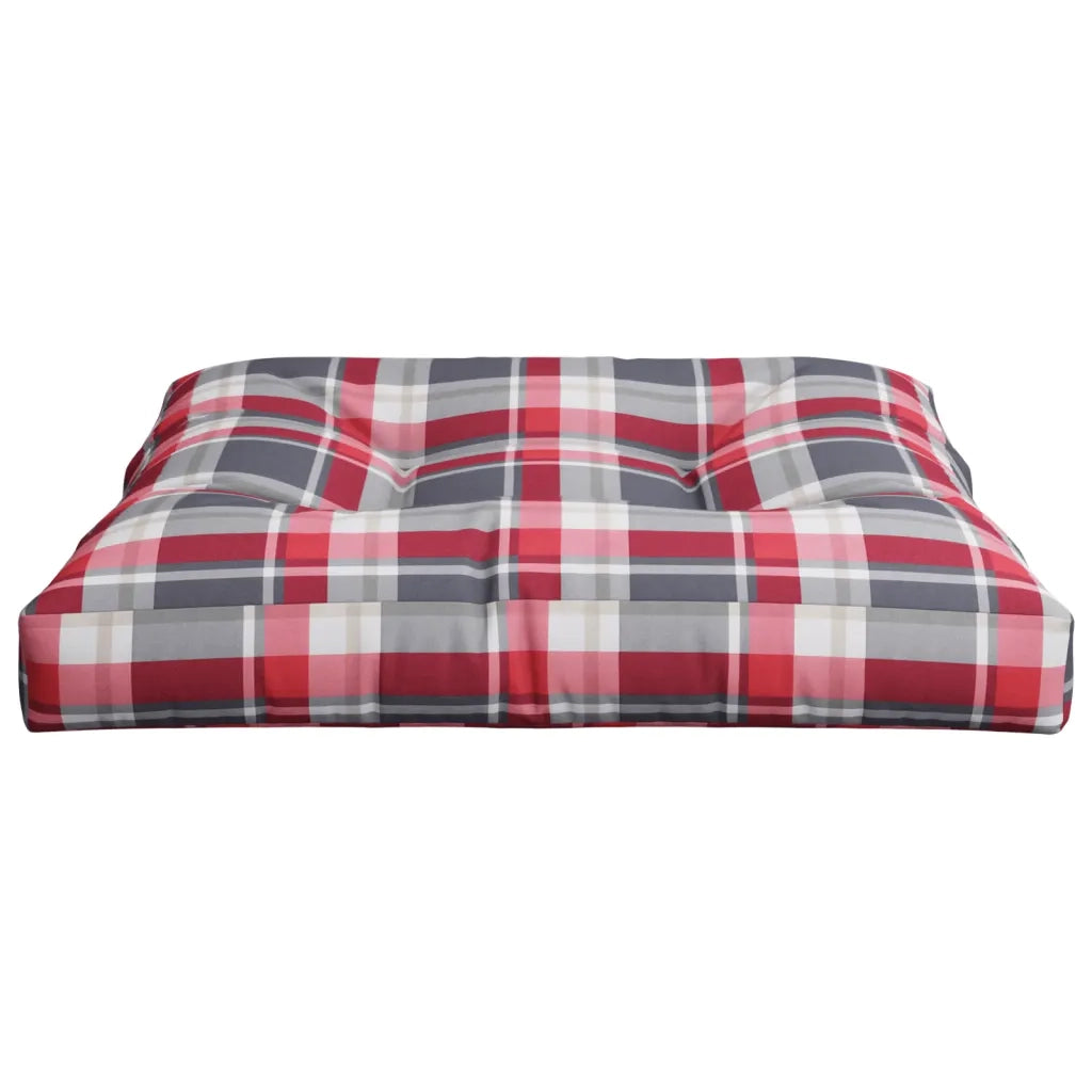 Cuscino per Pallet a Quadri Rossi 80x80x12 cm in Tessuto