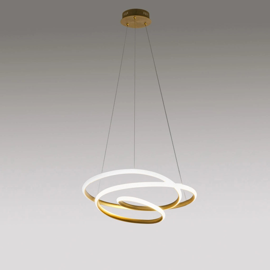 Lampada a sospensione Diva S/G in alluminio Oro Spazzolato, LED 42W 2520lm 3000K, Dimmerabile taglio fase e push - Gea Luce