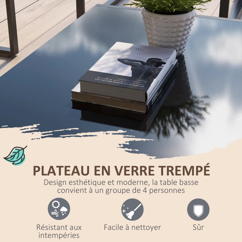 Set divani da giardino 4 pezzi con tavolino ¨C zephmum ¨C grigio