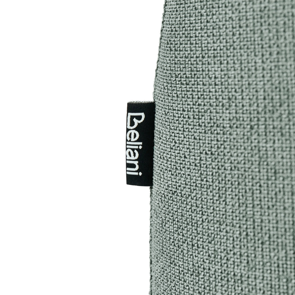 Pouf ottomano rettangolare imbottito in tessuto verde chiaro idrorepellente, modulo divano con gambe in legno, modello moderno monoposto