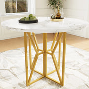 Tavolo da pranzo 80x80x76 cm con design elegante in MDF e metallo dorato