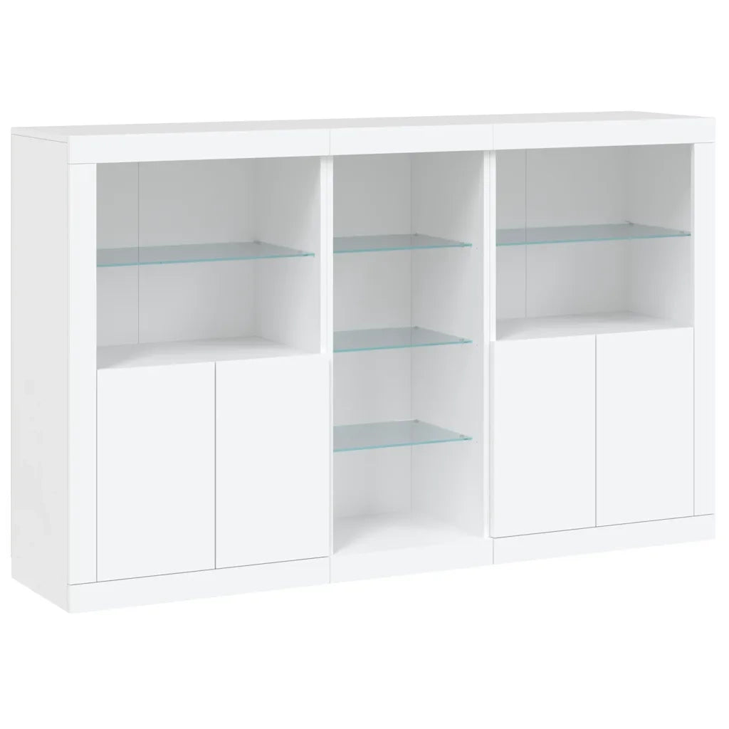 Credenza | Madia | Buffet da pranzo | Armadio da pranzo con Luci LED Bianca 162x37x100 cm