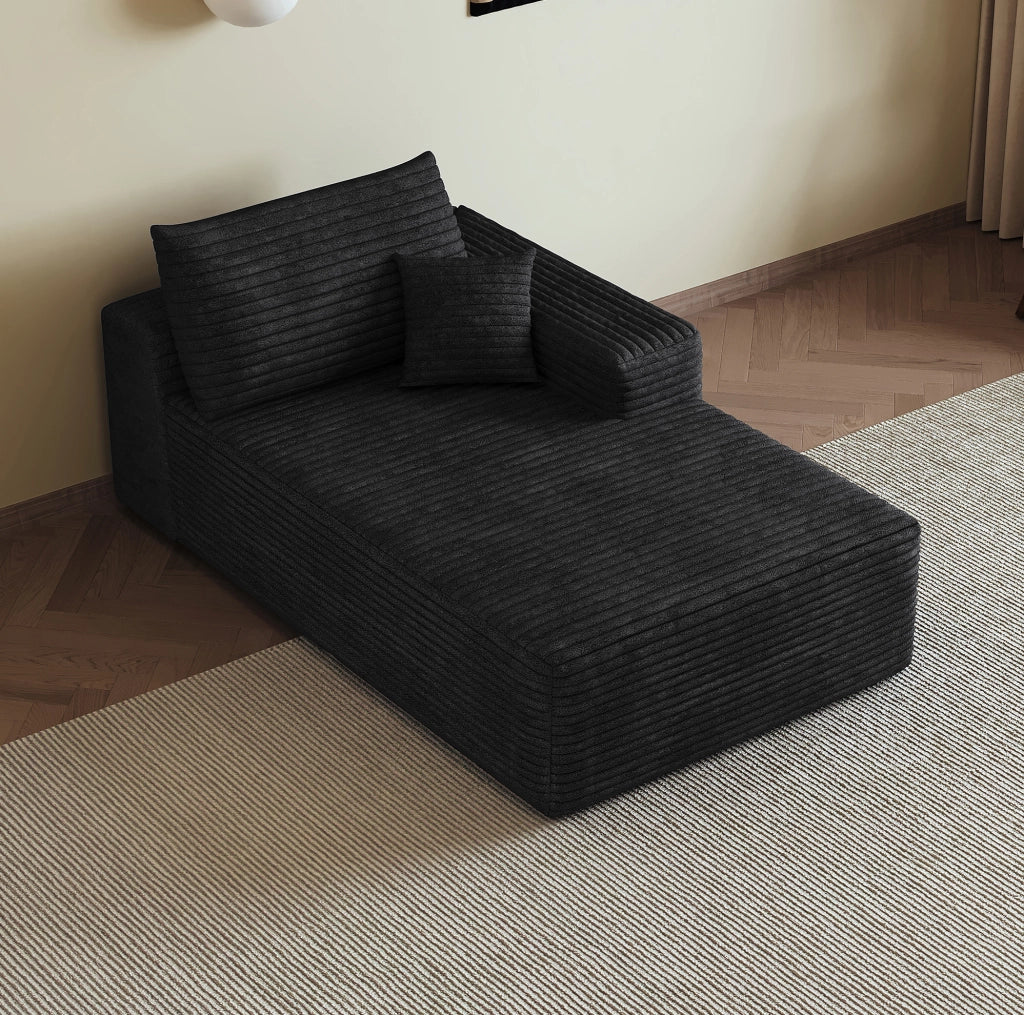 DIVANO LETTO ANGOLARE DESTRO NERO IN TESSUTO CORDUROY