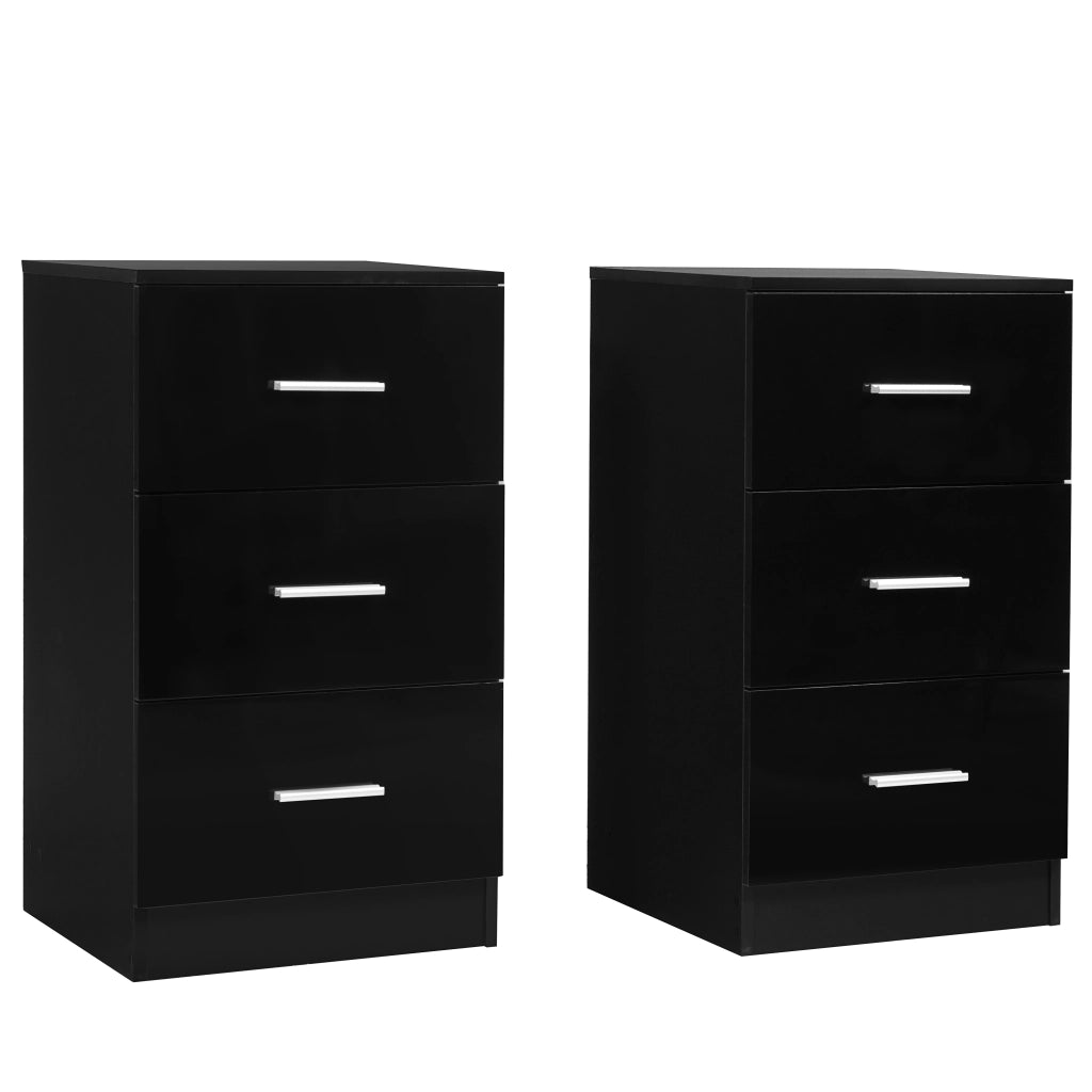 Set di 2 schedari con 3 cassetti sotto la scrivania, Armadietto in legno durevole per casa Nero-Armadi da ufficio