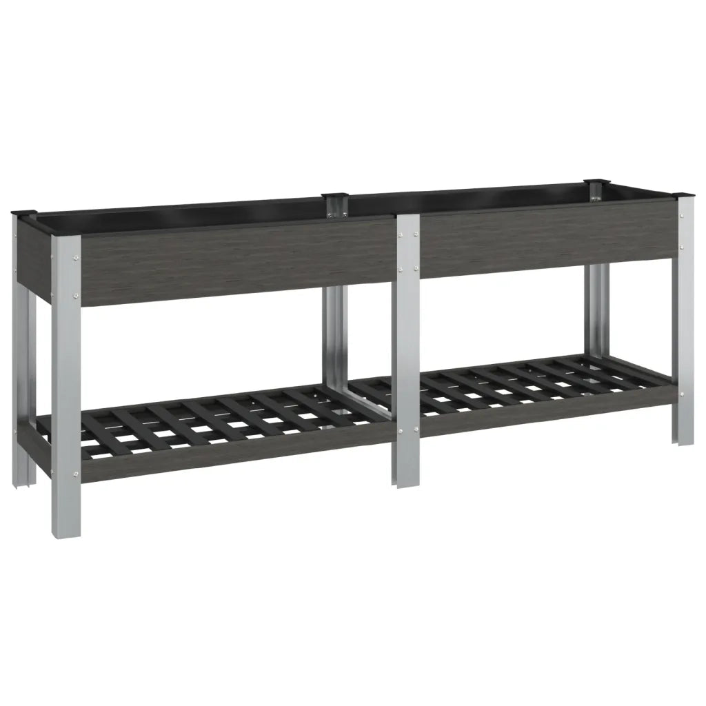 Fioriera Rialzata Giardino con Ripiano Grigia 200x50x75 cm WPC 362573