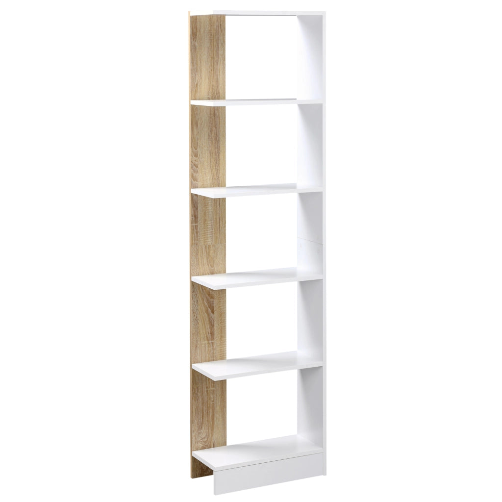 Libreria con 5 Ripiani ¨C Zephmum ¨C 45x21x170 Bianco Rovere