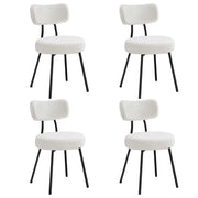 Sedie da pranzo set da 2 tessuto felpato schienale curvo sedie da cucina imbottite struttura moderna in acciaio poltrona da soggiorno/toeletta bianco 12_0004988