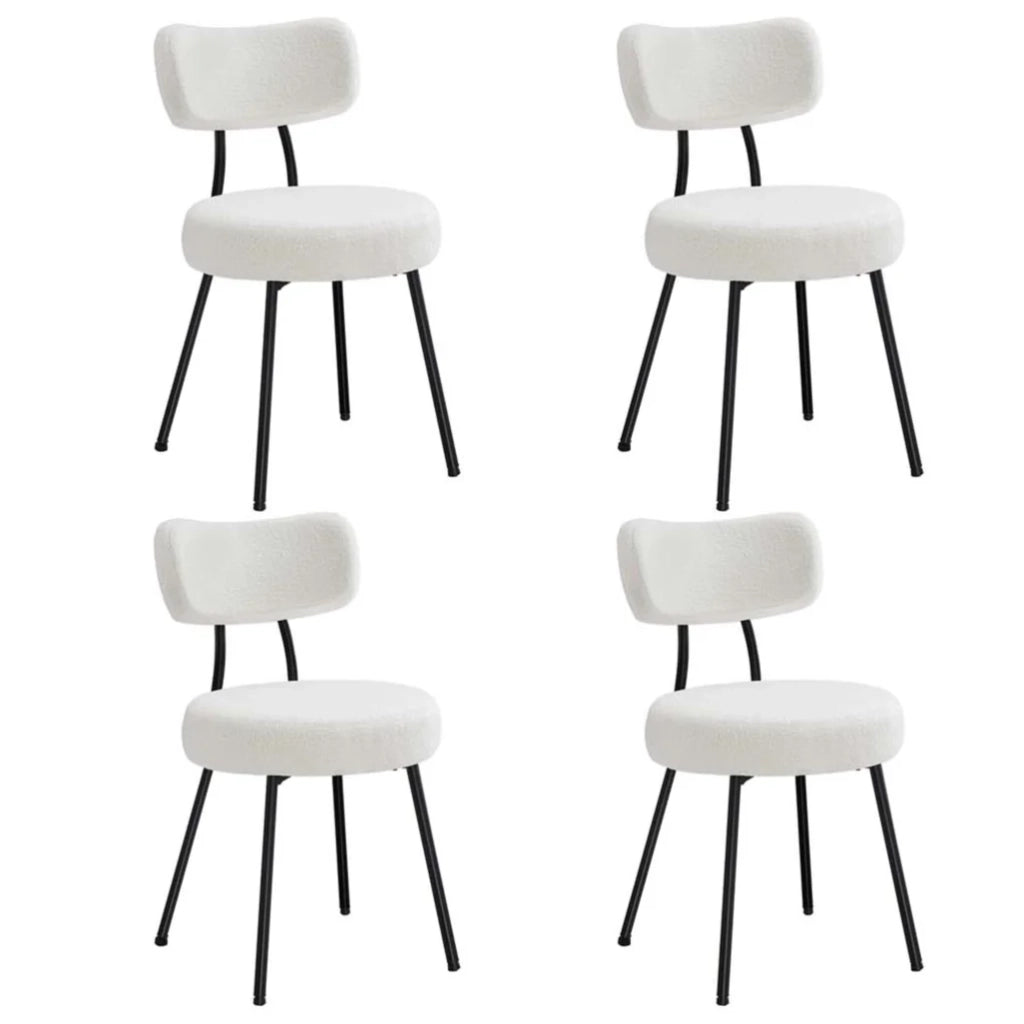 Sedie da pranzo set da 2 tessuto felpato schienale curvo sedie da cucina imbottite struttura moderna in acciaio poltrona da soggiorno/toeletta bianco 12_0004988