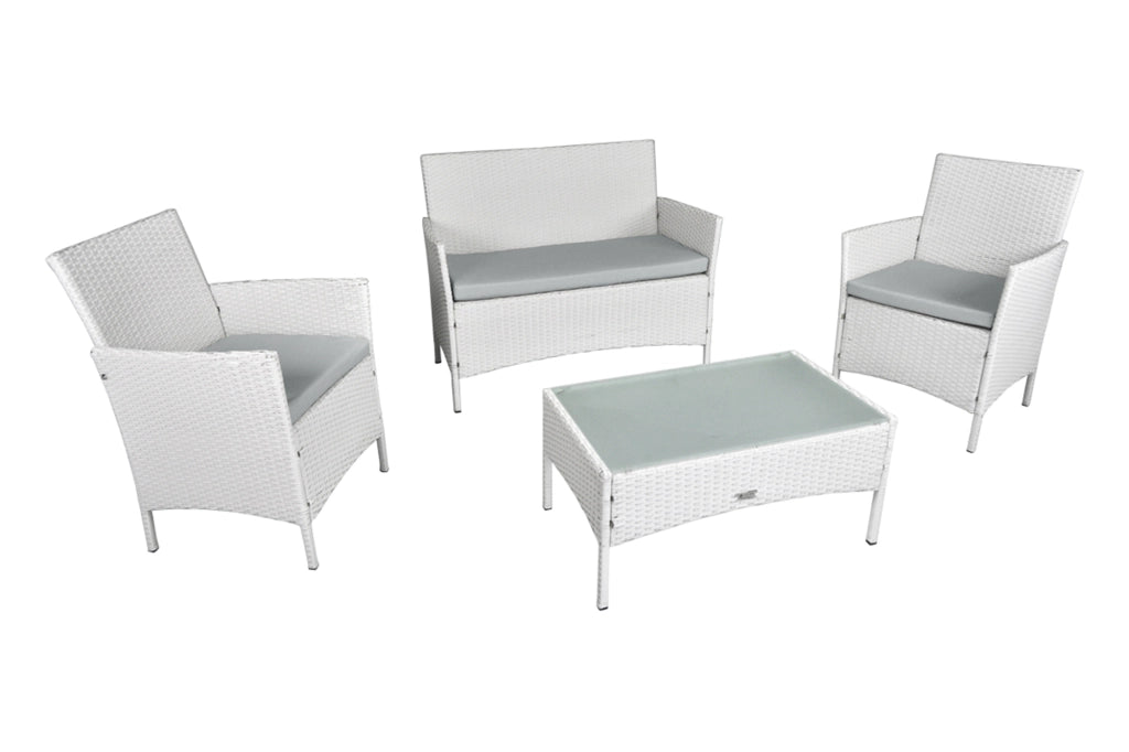 Salotto da giardino in rattan, set di divani da esterno in polyrattan bianco - Erica - RT-E08ZB