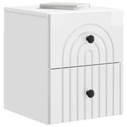 Set di 2 Comodini | Armadio da Notte | Mobiletto da notte a muro Bianco Lucido 33 x 34,5 x 40 cm