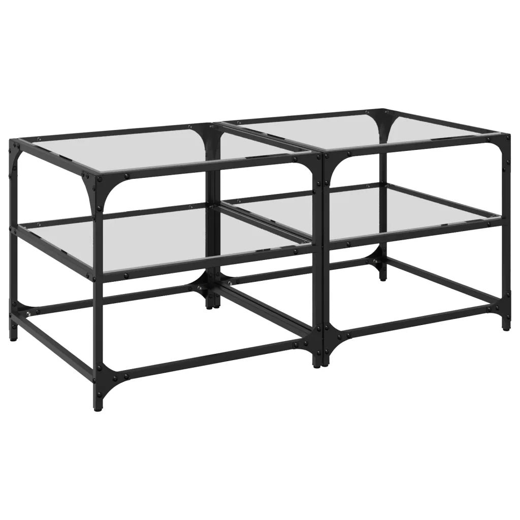Tavolino salotto | Tavolino da caff¨¨ | Tavolino da Soggiorno con Piano Vetro Trasparente 50x50x45cm Acciaio