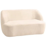 Divano 2 Posti Divano in Tessuto di Bouclé, 142 cm con Schienale e Seduta Curvi, Nessun Montaggio Richiesto, Beige