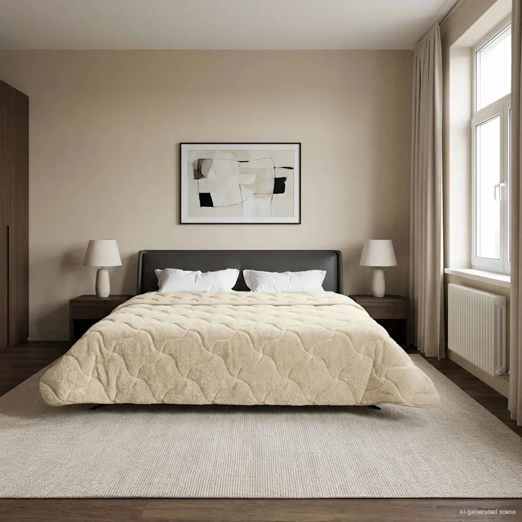 Duvet Invernale Crema 200 x 240 cm Microfibra e Fleece Teddy 42026365