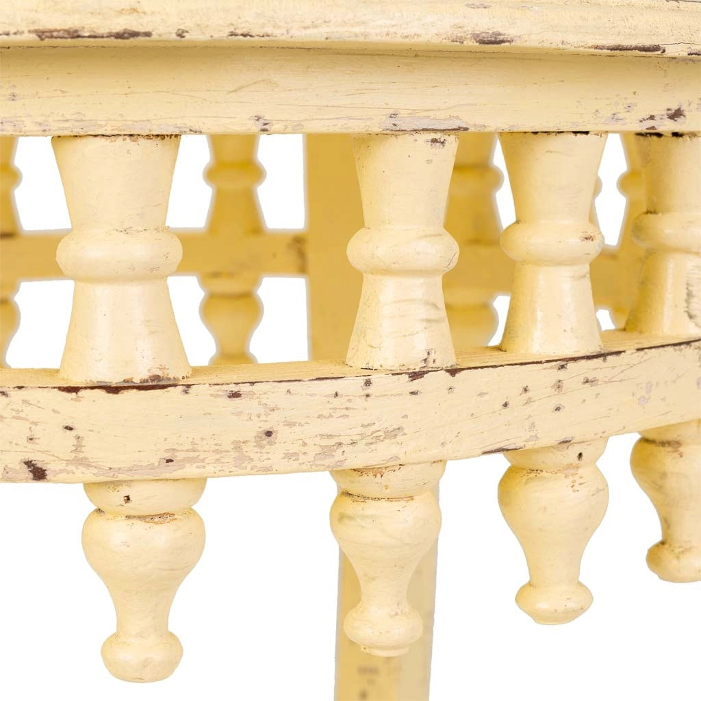 Tavolino in legno e metallo avorio 45x45x52h