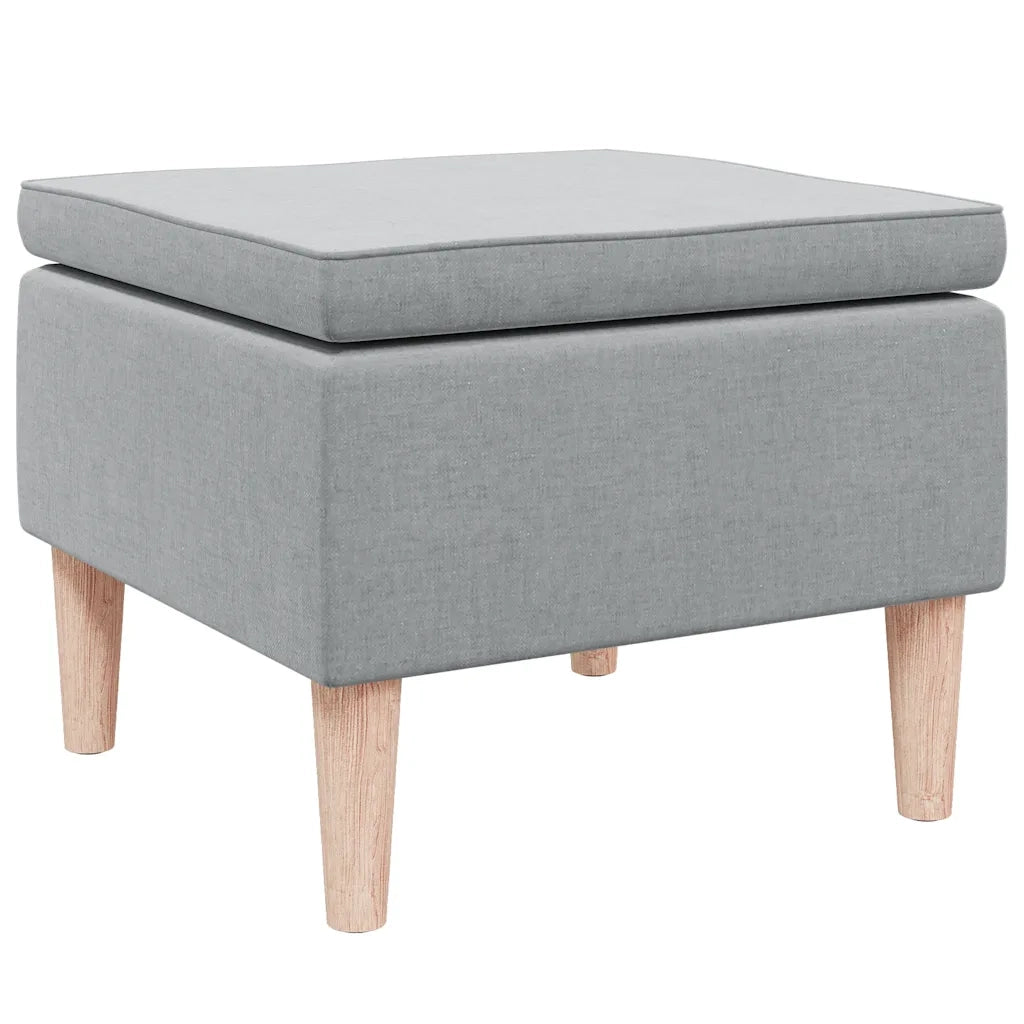 Poggiapiedi con Gambe in Legno Grigio Chiaro in Tessuto 329446