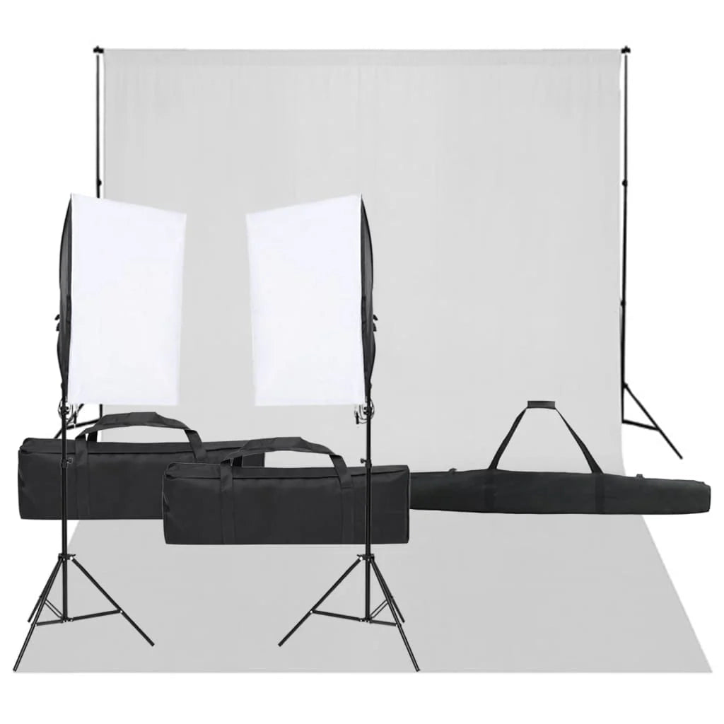 Kit per studio fotografico con illuminazione e fondale nero 02_0042429