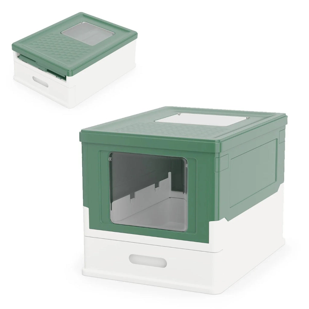 Lettiera pieghevole con doppio ingresso 50 x 37,5 x 36,5 cm facile da pulire moderna PP verde 20_0017489