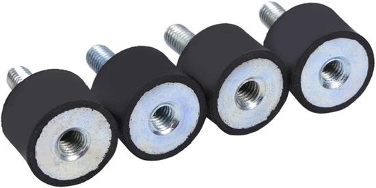 Montanti Gommosi 4 pezzi - Isolamento Antivibrazioni - Dampening - Isolatore di Vibrazioni - Nero/Argento - Diametro Cavo M6/M8 - Isolatore di Vibrazioni
