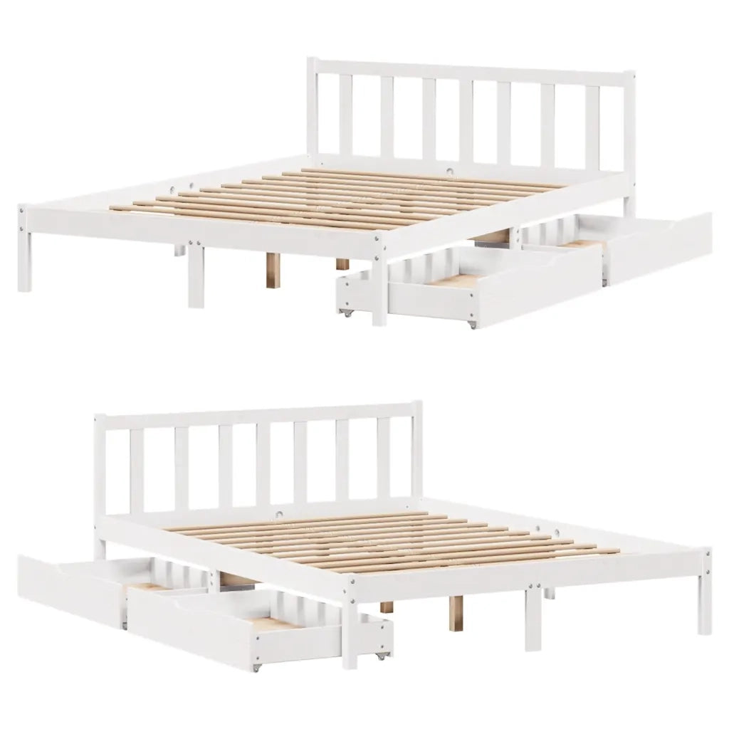 Letto senza Materasso-Struttura Letto Bianco 160x200 cm Legno Massello di Pino 756314