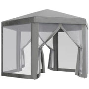 Gazebo da Giardino Esagonale con Doppio Ingresso, in Metallo e Poliestere, 3.9x3.9x2.5 m, Grigio
