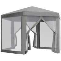 Gazebo da Giardino Esagonale con Doppio Ingresso, in Metallo e Poliestere, 3.9x3.9x2.5 m, Grigio
