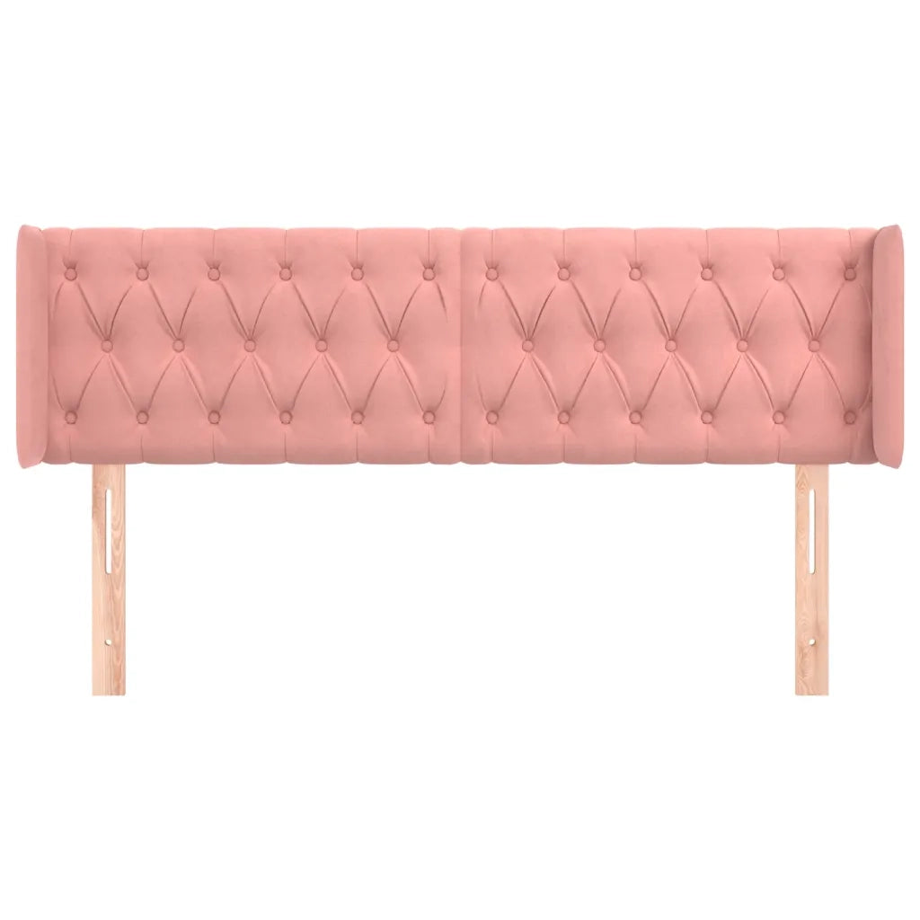 Testiera | Testata ad Orecchio Rosa 163x16x78/88 cm in Velluto